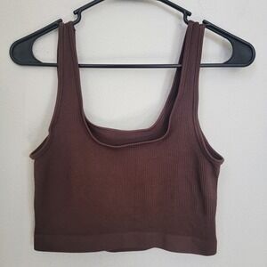 Out From Under Urban Outfitter Ribbed Cutout Crop Tank Top M L Brown Gorp Casual